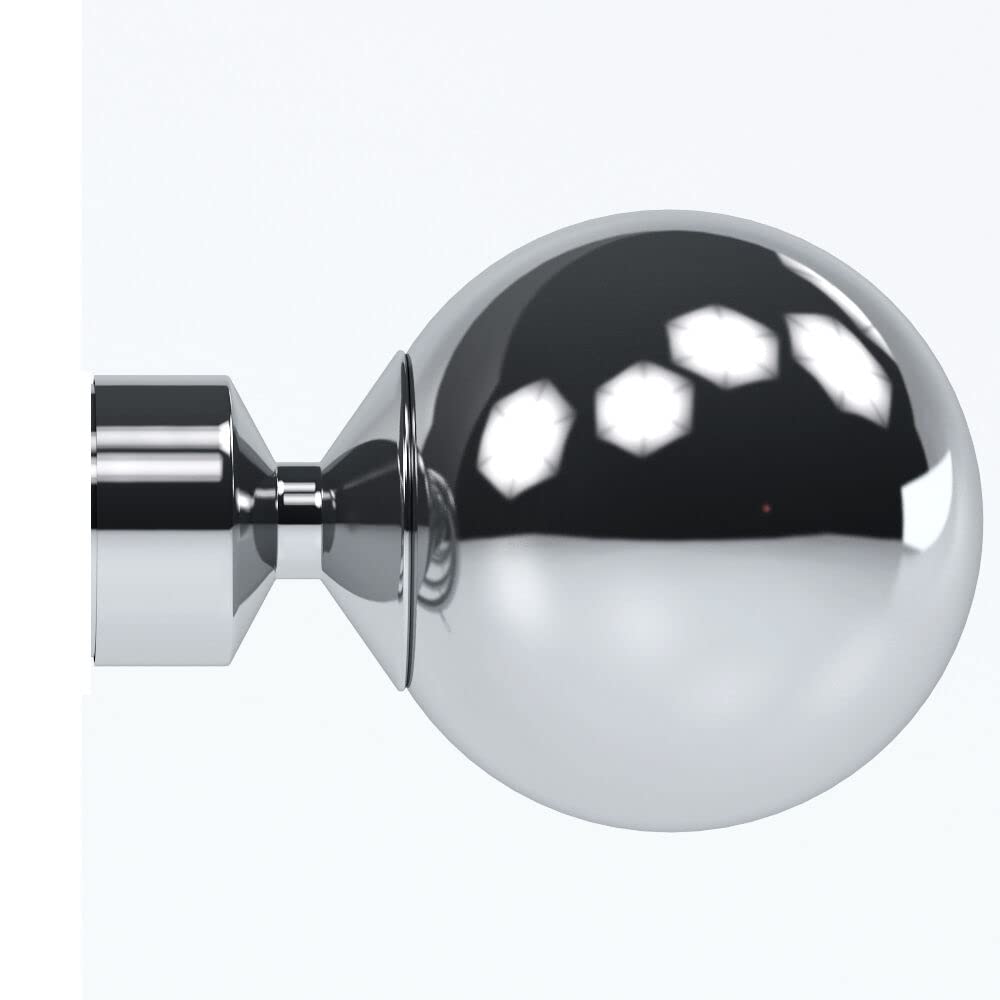 India SPEEDY 28mm Poles Apart Ball Metal Finial (Vista), Pack of 2 (Chrome)