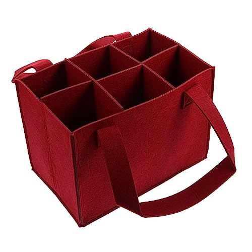 Alipis 6 Bottle Wine Carrier Tote Bag Felt Wine Tote Pouch Liquor Storage Bag