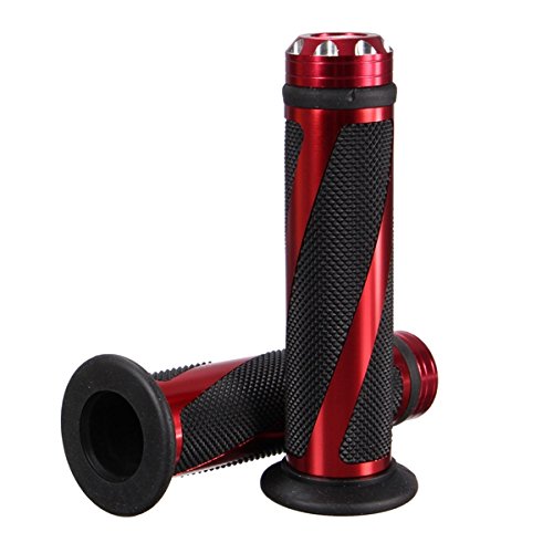 Alamor Puños De Goma CNC Rojo Aluminio 7/8 Manillar Moto-Rojo