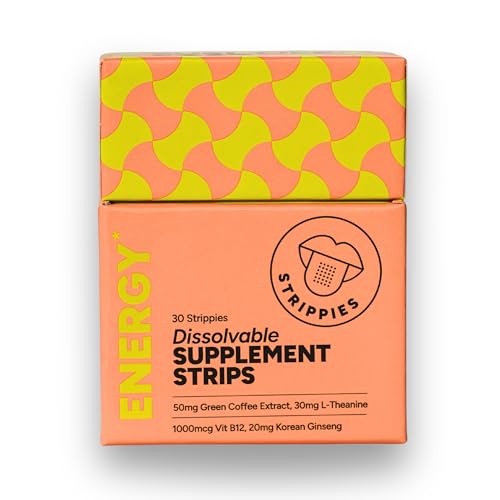 Image of Dissolvable Energy Strips - Natural Green Coffee, L-Theanine, B12, Ginseng - Fast Acting, Jitter-Free Caffeine Alternative - Fresh Mint Flavor - On-the-Go Energy Boost - 30 Strips