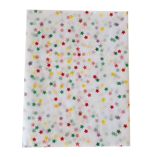 SaveSooo薄葉紙 包装紙 50*70cm 10枚 おしゃれ のし紙 ラッピングペーパー 大判 雛祭り/バレンタイン/お祝い事/入園・入学/卒園・卒業など ギフト包装 プレゼント 手芸DIY用 破れにくい 包装紙 ラッピングペーパー（星のパターン）