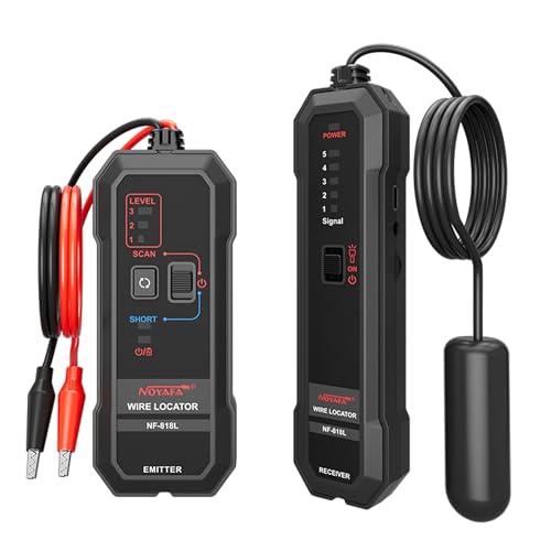 NOYAFA NF-818L Kabelortungsgerät Zum Auffinden Vergrabener und Versteckter Leitungen in Wänden für Elektroinstallation Bewässerungs und Zaunsysteme LED Taschenlampe