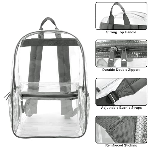 Image of Trail maker Clear Backpack Heavy Duty with Padded Straps, Side Pockets for Kids, Boys, Girls, School, Stadium Approved Events