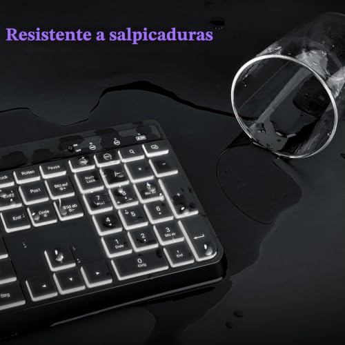 Teclado LED de 2,4 GHz TECURS blanco para jugar cómodamente desde el sofá 5