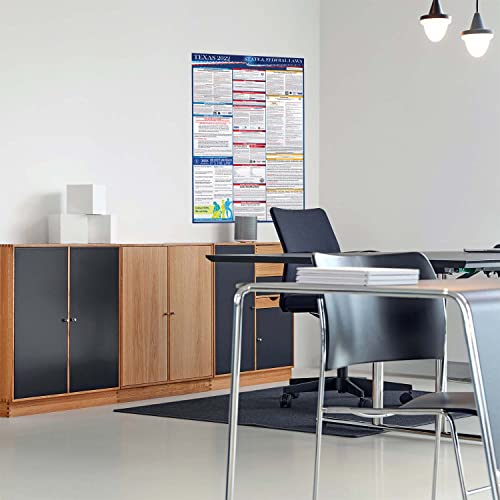 Compliance Audit Center 2023 Texas State And Federal Labor Laws Poster - Osha Workplace Compliant 24" X 36" - All In One Required Posting - Laminated (English) #TOP4