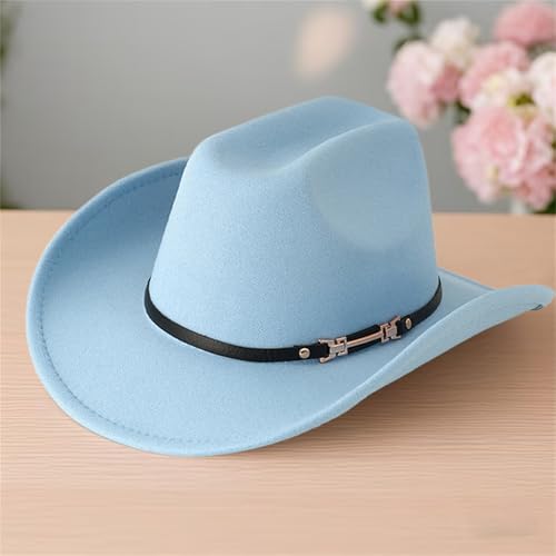 Sombrero vaquero mujer con remaches y ala ancha azul miniatura 6