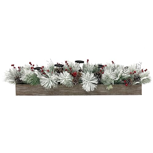 Fraser Hill Farm Frosted Pine Christmas Tabletop Candle Holder, 4...