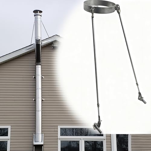 Roof-Mounted Flue Pipe Support Bracket, Reinforced Wind-Resistant Chimney Pipe Brace, Metal Stainless Steel Furnace Tube Support Kit(220mm/8.7in Hoop Dia)