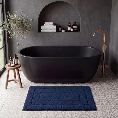 GRANNY SAYS Bathroom Rugs and Mats 16 x 24 Non-Slip Bath Mat for Bathroom Super Soft Absorbent Microfiber Bath Rug Machine Washable and Dry Small Navy Rug for Shower Tub and Bath Floor