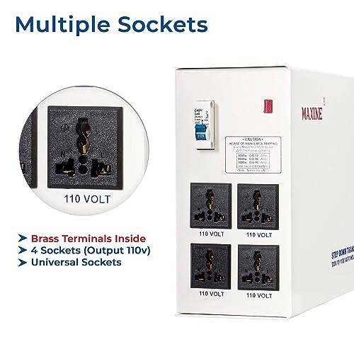 Image of Maxine 220V to 110V Step Down Voltage Converter for US device to be Used In India Step Down Transformer 5KVA (5000)