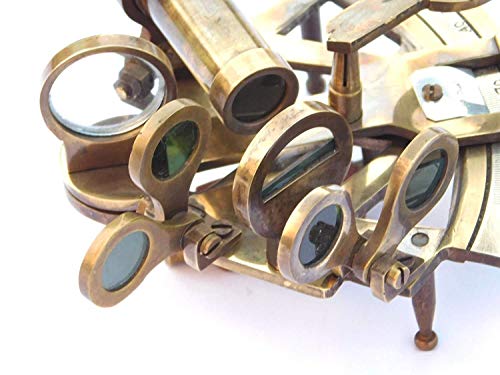 FYNJREX SOLID BRASS MARINE SEXTANT ASTROLABE ANTIQUE REPRODUCTION MARITIME NAUTICAL SHIP CELESTIAL INSTRUMENT