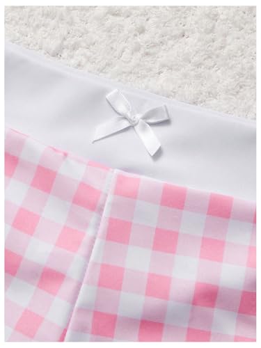 SHENHE Women's Y2k Gingham Bow Bikini Set 2 Piece Triangle Halter Boyshort Swimsuit Swimwear4