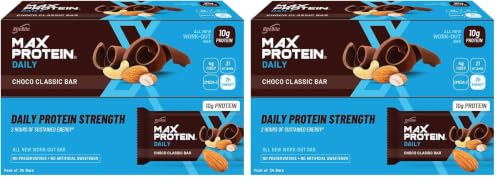 Image of RiteBite Max Protein Daily Choco Classic Protein Bars with 10g Protein, 4g Fiber & 21 Vit. & Minerals | No Cholesterol & Trans Fat For Upto 2h of Energy, Healthy Snack, 50g (Pack of 48)