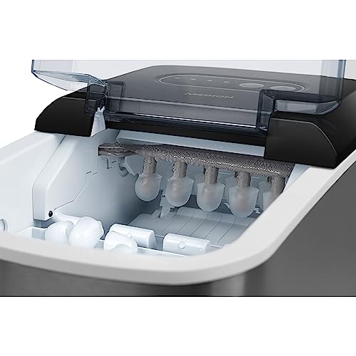 Foto von MEDION Eiswürfelmaschine (Eiswürfelbereiter, 2,2 Liter Wassertank, kurze Produktionsdauer 6-12 Minuten, 2 wählbare Eiswürfelgrößen, selbstreinigend, Edelstahl, MD17739)