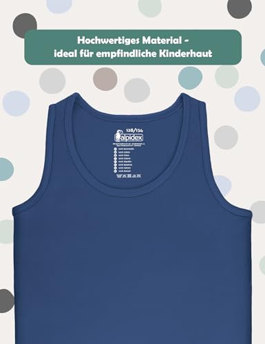 ALPIDEX Jungen Unterhemd 5er Set 100% Baumwolle Tank Top Trägertop Bequeme Classic Achselhemden Ärmellose Kinder Unterhemden, Größe:152-158, Farbe:Water