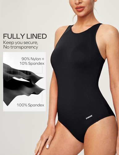 Ewedoos Athletic Swimsuit For Women Adjustable Strap One Piece Swimsuit Racerback Bathing Suit For Women Tummy Control Black thumb #1