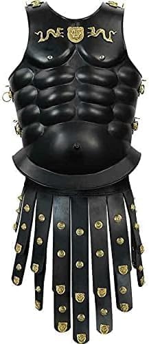 Generic Medeival Body Armor Chest Breast Plate Leather Muscle Armor Medieval Cuirass Adult Size Medieval Fight Club-h84, Black