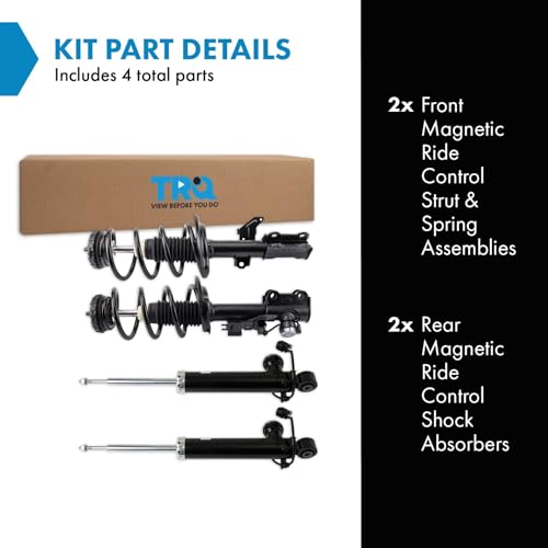 Image of TRQ Front and Rear Complete Strut Assembly & Shock Absorber Kit Complete Strut & Coil Spring Assembly Compatible with 2010-2016 Cadillac SRX 2011 Saab 9-4X