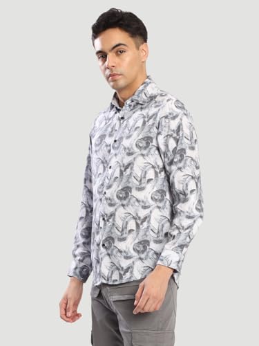 Image of BENE KLEED Men's Abstract Print Cotton Blend Shirt | Spread Collar | Full Sleeves | Tailored Fit |