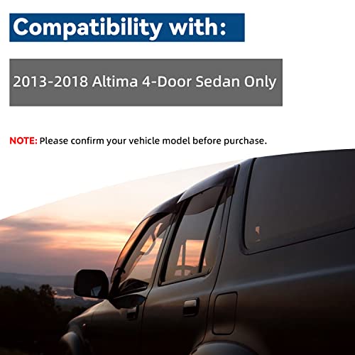 Lqqdp 4Pcs Smoke Tint With Chrome Trim Outside Mount Tape On/Clip On Style Pvc Sun Rain Guard Vent Window Visors Compatible With 13-18 Altima 4-Door Sedan #TOP4