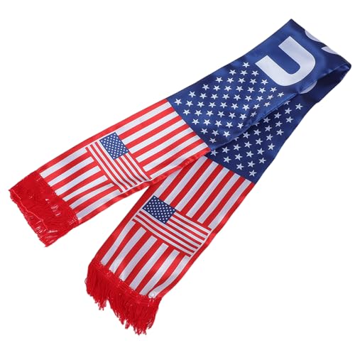 Garneck - Garneck Soccer Fans Souvenir Scarf Usa Flag Print Satin Football Team Fan Scarf for Sports Events