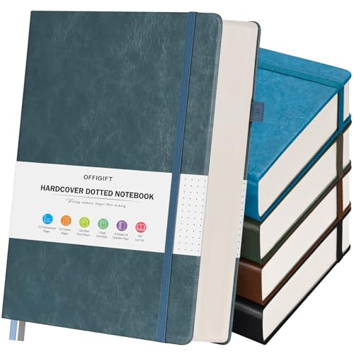 La Mejor Selección de Punto para Mujer Top 5. 45 Paquete de 5 cuadernos de cuadrícula de puntos, 312 páginas numeradas a granel, 100 g/m², papel sin sangrado, diario de piel de tapa dura, juego de cuadernos de puntos para...
