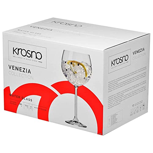 Krosno Cocktail Gin Tonic Balloon Water Glasses | Set Of 6 Pieces | 16.2 Oz | Venezia Collection | Ideal For Home, Restaurant, Events & Parties | Dishwasher Safe #TOP5