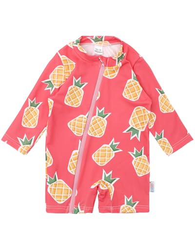 ALVABABY Long Sleeve Zip Rashguards, Baby/Toddler Girls' Rash Guard Sets, Boy's Swimsuit One Piece Zipper Bathing Suit