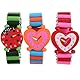 Hemobllo 3 Stück Holz Armbanduhren Spielzeug, Niedliche Cartoon Hölzerne Uhren Spielzeug Elastische Armband Simulation Armbanduhren Kinder Spielzeug (Zufälliger Stil)