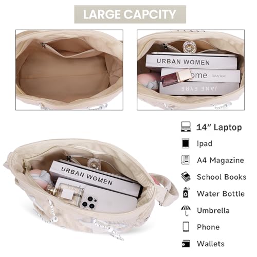 Image of Cute Tote Bag for Women, Aesthetic Canvas Crossbody Bag Y2k Star Hobo Shoulder Purse Kawaii Zipper Messenger Bag | Cute