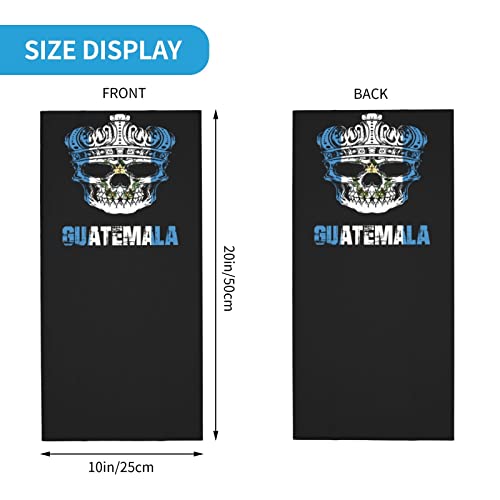 King Skull Guatemala Flag Seamless Neck Gaiter Face Mask Seamless UV Protection Shield Scarf Bandana for Motorcycle Cycling Riding Running Headbands White2