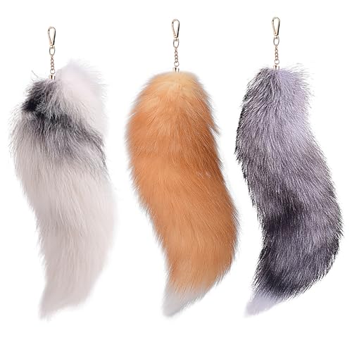 Queue de renard Therian en lot de 3, le cadeau idéal pour décorer les sacs des adultes