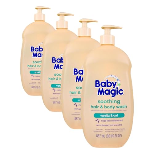 Image of Baby Magic Soothing Hair & Body Wash, Vanilla & Oat, Tear-Free, Free of Parabens, Phthalates, Sulfates and Dyes, 30 Fl Oz (Pack of 4)