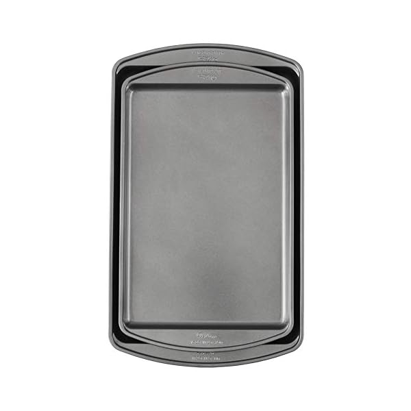 Wilton perfect results premium non stick bakeware cookie baking sheets set 2 piece steel  urban country home decor