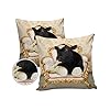 Outdoor Throw Pillow Cover Rustic Farmhouse Cow Sitting on The Sofa Waterproof Cushion Covers 2 Pack Chic Flowers Texture Pillow Cases Home Decoration for Patio Garden Couch Sofa