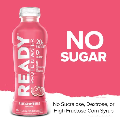 Image of Ready Clear Protein Water, Pink Grapefruit, 20g Whey Protein Isolate 12Pack | 0 sugar, Low-calorie sports drink with electrolytes & essential amino acids for hydration & recovery; 16.9 fl oz