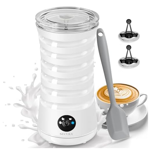 Secura Electric Milk Frother, Automatic Milk Steamer, 4-IN-1 Hot & Cold Foam Maker-8.4oz/240ml Milk Warmer for Latte, Cappuccinos, Macchiato with Silicone Spatula, Silent Working & Automatic off