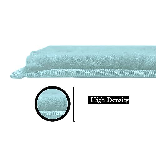 Image of Luxe Home Rabbit Fur Soild Bath Mat Super Soft, Anti-Slip, Washable, Rectangle, for Bathroom Door Mate, Bedroom Door Mats (Turquish, 45x75 cm)