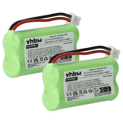 vhbw 2X Batteries (NiMH, 700mAh, 2.4V) Compatible avec Siemens Gigaset Telefon A12 - A345, AL14 - AL145, AS14 - AS160, C240 Q063, Universum CL15 SL15