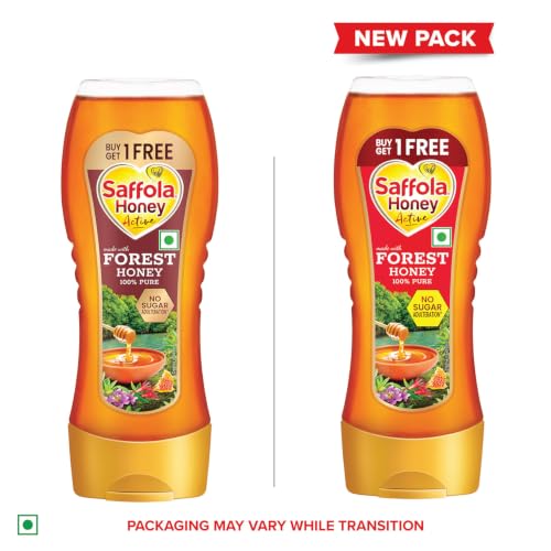 Image of Saffola Honey Active, 700g (350g x 2), Made with Sundarban Forest Honey, 100% Pure Honey, No sugar adulteration, Natural Immunity booster
