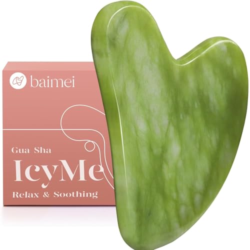 BAIMEI Gua Sha de Jade para Viso y Cuerpo, Aparato de Masaje Facial