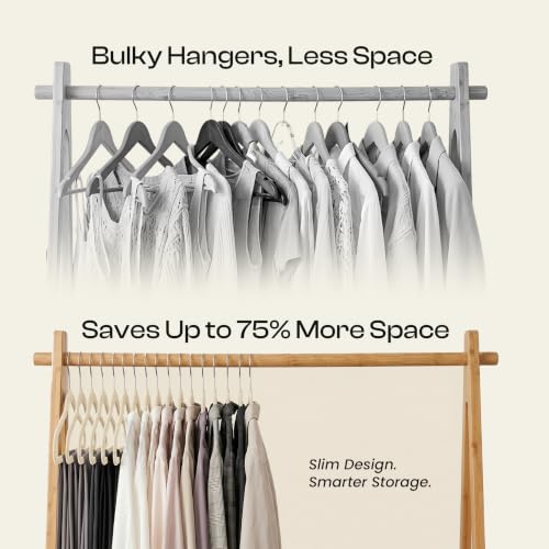 Image of Utopia Home Velvet Hangers 50 Pack - Non-Slip Suit Hangers with 360 Degree Rotatable Hook - for Pants, Coats, Shirts & More (Ivory) | Luxury Non-Slip, Slim Pant & Coat Hangers, Strong Space-Saving, Pants Bar, 360 Swivel Hook