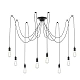 Light Society Tentacle 10-Light Chandelier Swag Pendant, Matte Black, Modern Industrial Lighting Fixture (LS-C105)