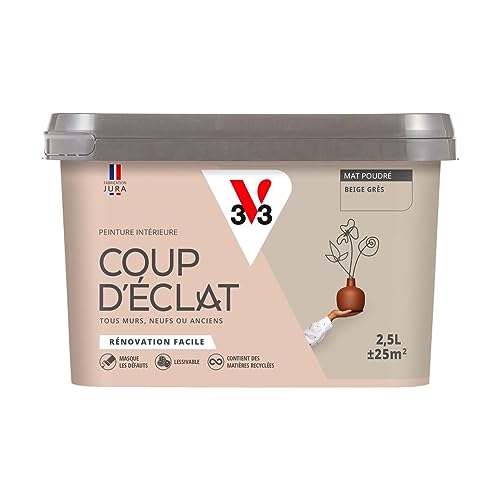 V33 Peinture murale intérieure Coup d'Éclat® Beige grès Mat Poudré 2,5L