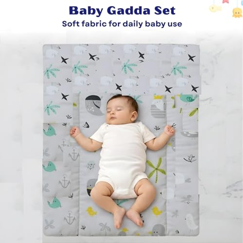 Image of Toddylon Baby Essentials for Newborn Kit 52 in 1 Cotton Combo | Newborns Infant Essentials Kit 0-6 Months | Infants Combo Set with Mattress Clothes & Hospital Kit (Grey)