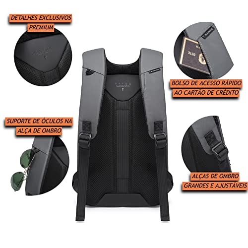 Mochila Masculina Executiva Impermeável Antifurto com Trava e Código para Notebooks de Até 15.6 Pole