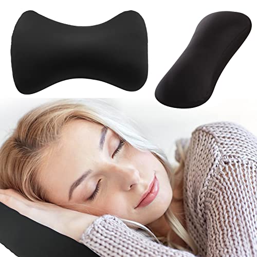 Dempiire Bone Type Headrest Soft Neck Bone Pillow for Sleeping Mini Bone Type Headrest Roll Backrest Lumbar Support Pillow for Couch Office Chair (Black)
