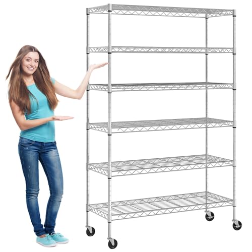JIZANLJ 6-Tier Storage Shelves 18"x48"x82" Metal Shelving Heavy Duty 2100Lbs