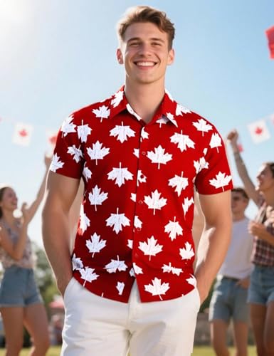 Men's Party Print Button Down Collared Short Sleeve Casual Shirt2