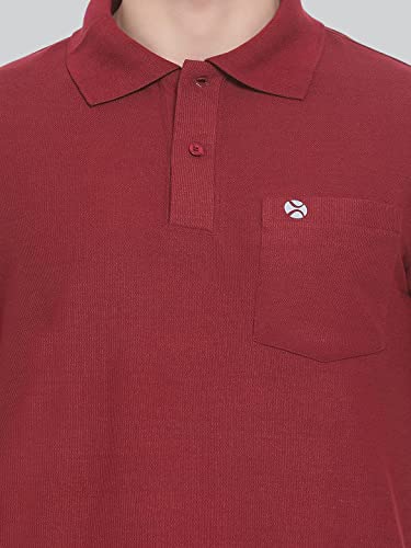 Lux Nitro Men's Maroon Cotton Polo T-Shirt with Pocket (Size : Medium)